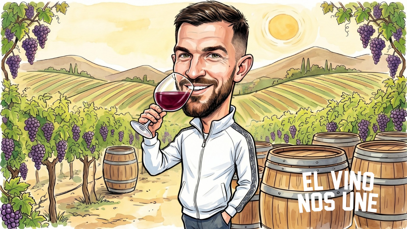 tim payne tomando vino