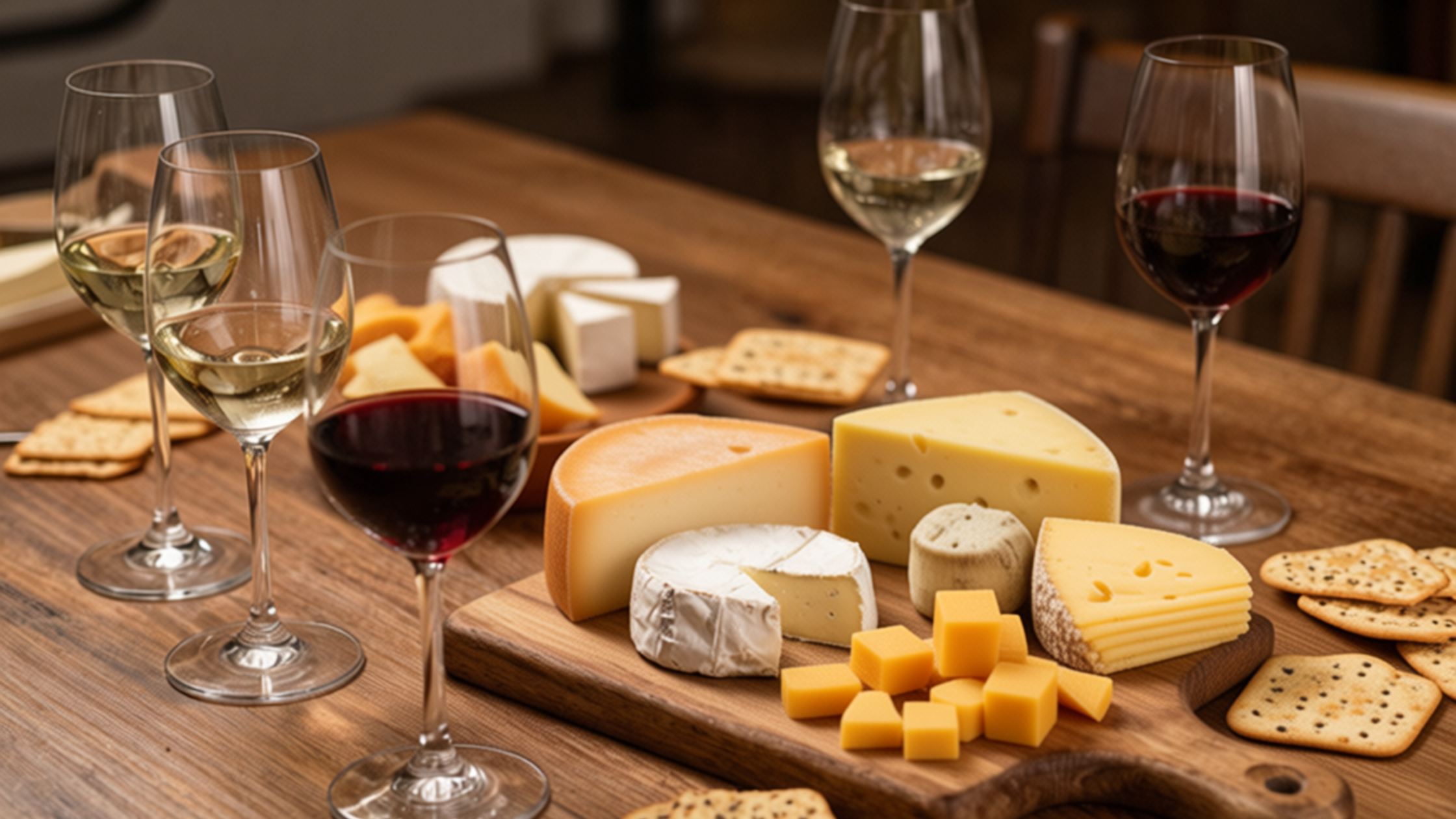 tabla de quesos y vino